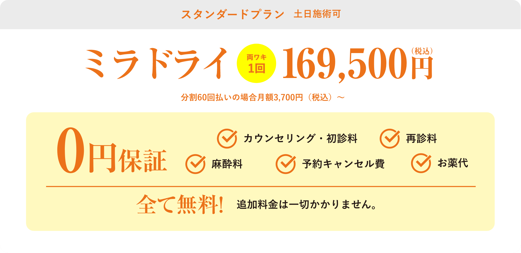 スタンダードプラン平日施術割キャンペーン198,000円